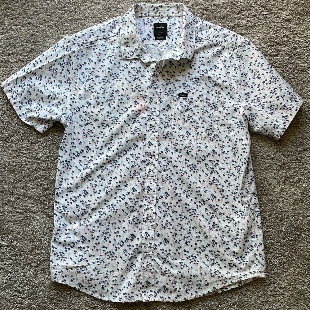 RVCA - men’s large - short sleeve button down shirt - slim fit